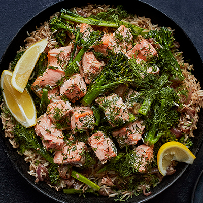 salmon-broccoli-pilaf